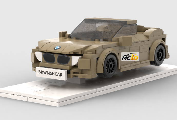 Bronze open-top roadster interpreted as a custom brick car model