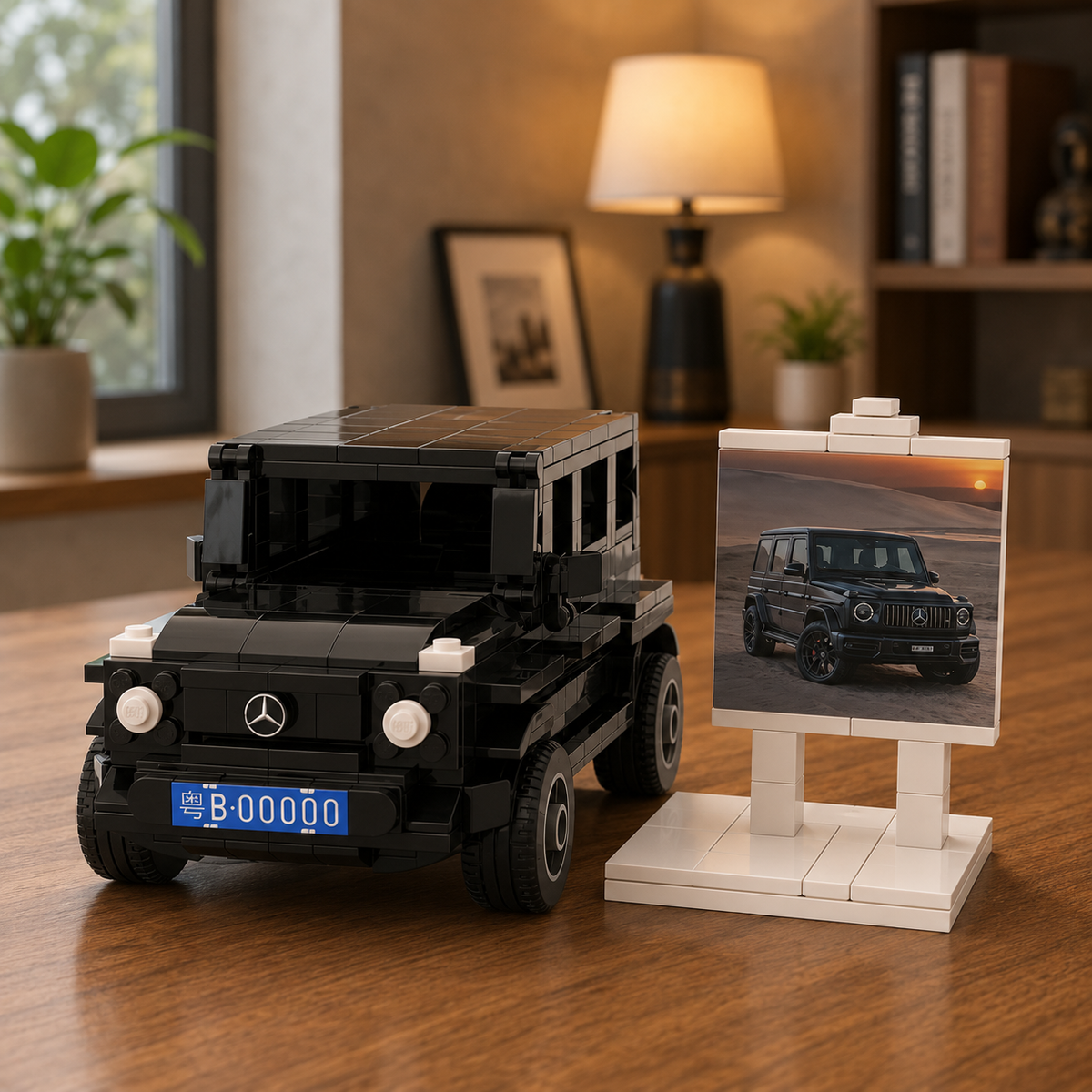 Custom Car Brick Model with Photo Display Stand