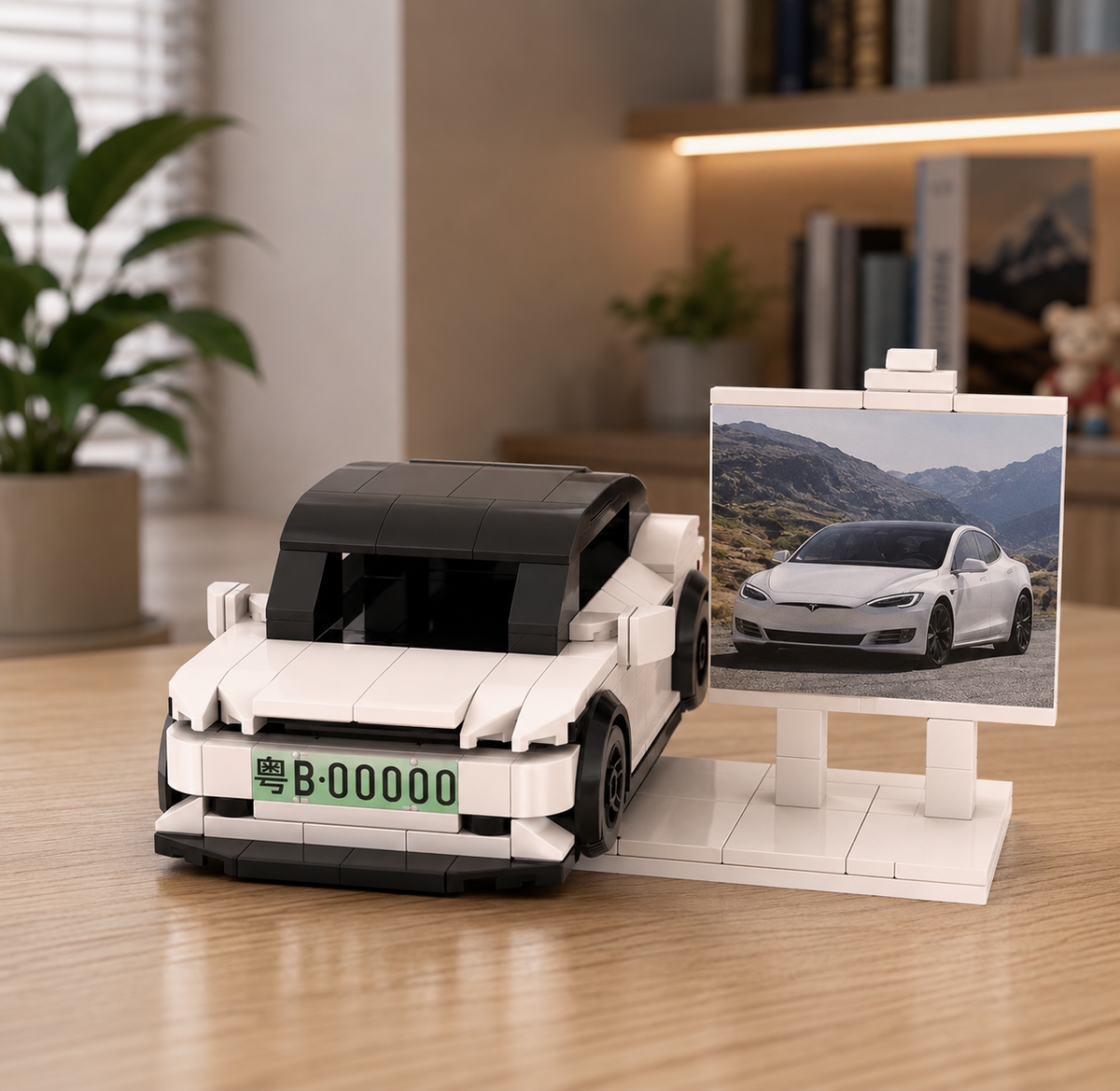 Custom Car Brick Model with Photo Display Stand